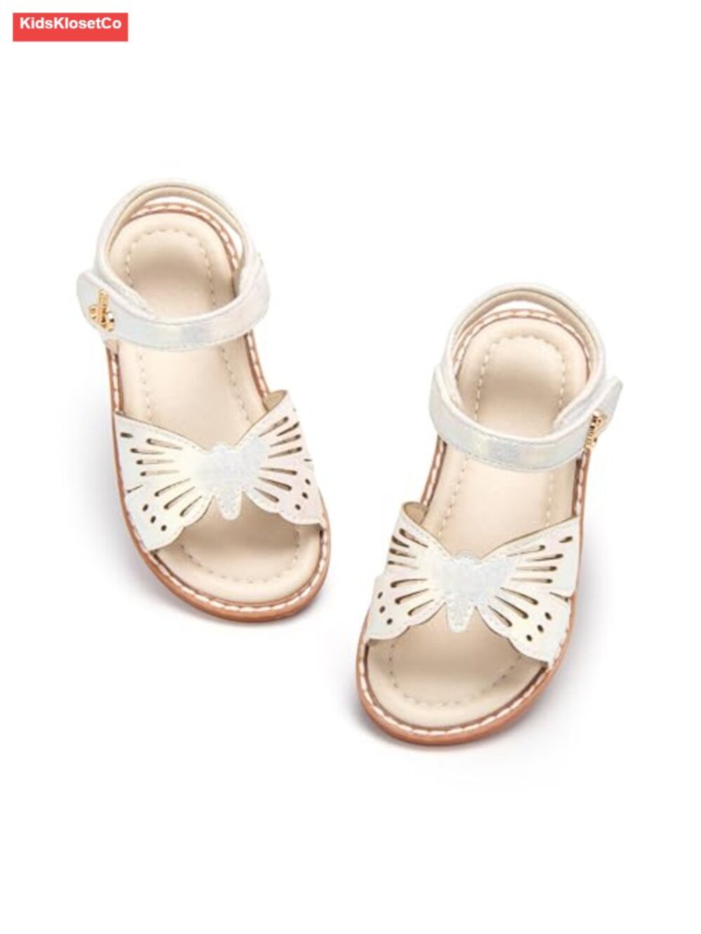 Toddler Girls Sandals Flower Girl Dress Shoes Open Toe Flats with Butterfly